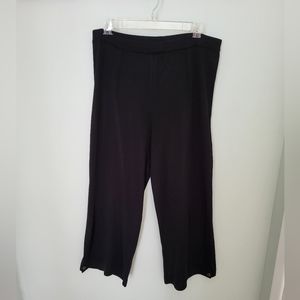 Misook Women Medium Acrylic Open Led Hem Button Detail Black Wide‎ Leg Culottes